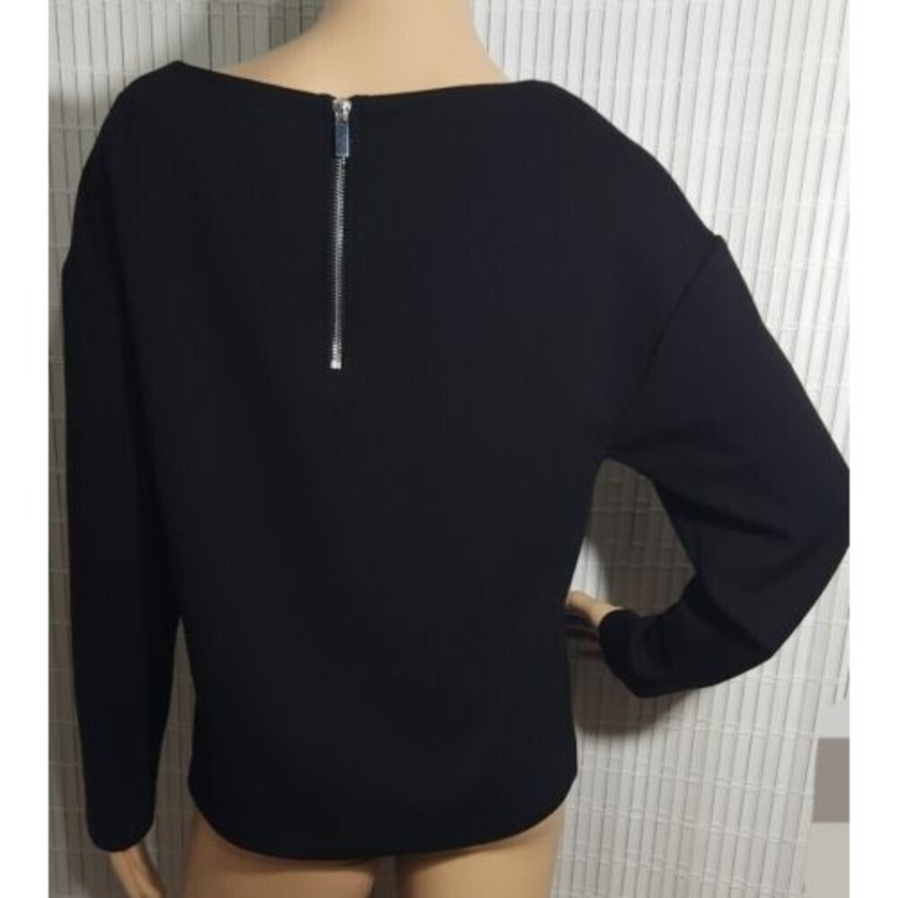H&M Long sleeve Top Sweater Size XS Color Black Back Zipper - Picture 2 of 8